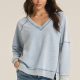 Easy V Knit Denim Sweatshirt